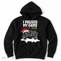 Christmas I Paused My Game To Be Here Funny Sarcastic Hoodie thumb 0