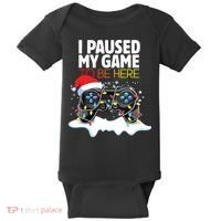 Christmas I Paused My Game To Be Here Funny Sarcastic Baby Bodysuit thumb 0