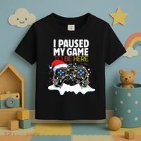 Christmas I Paused My Game To Be Here Funny Sarcastic Toddler T-Shirt thumb 3