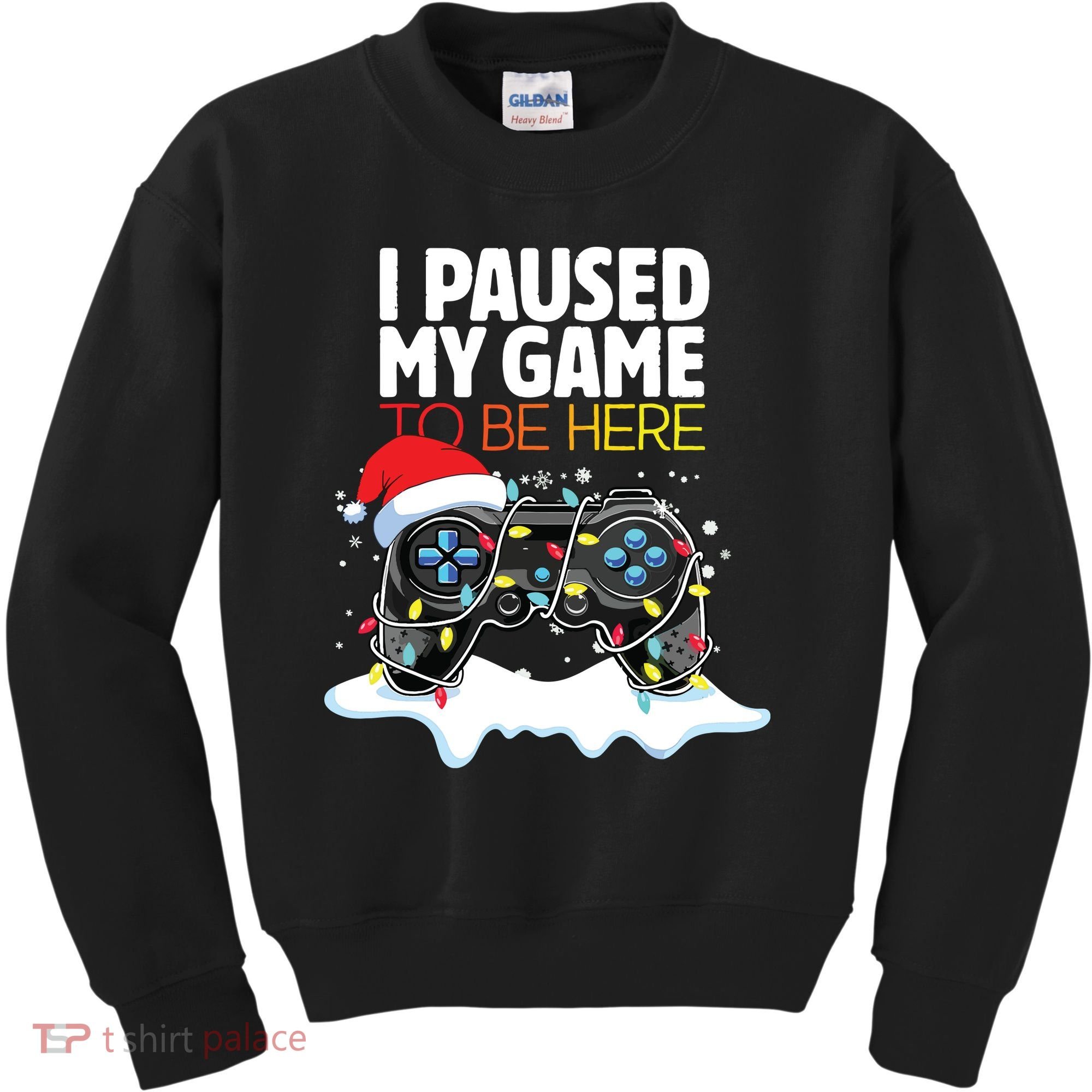 Christmas I Paused My Game To Be Here Funny Sarcastic Kids Sweatshirt