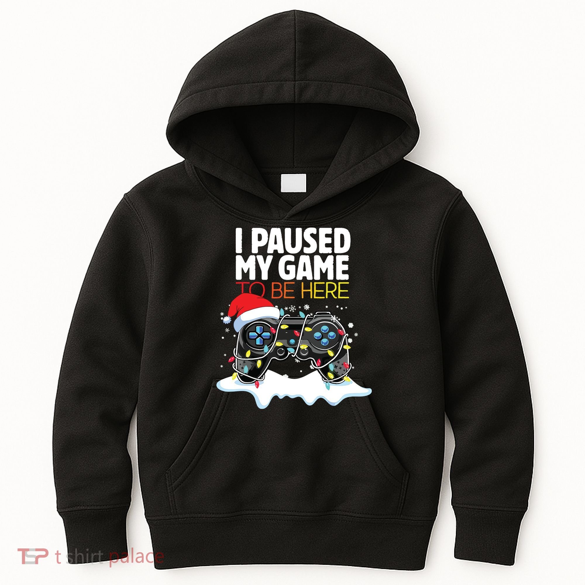 Christmas I Paused My Game To Be Here Funny Sarcastic Kids Hoodie