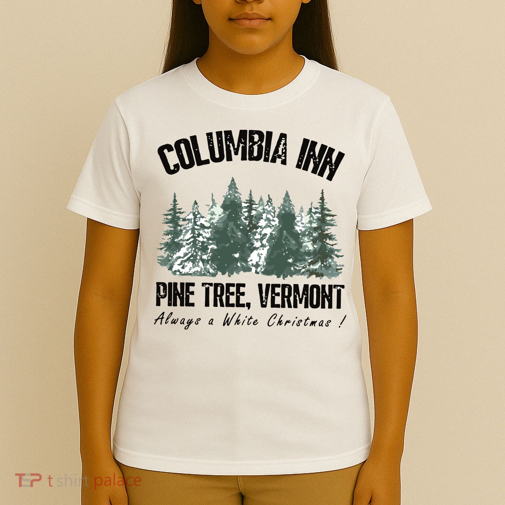 Columbia Inn Pine Tree Vermont Americas Snow Playground A White Christmas T-Shirt