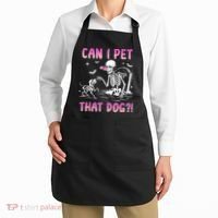 Can I Pet That Dog Funny Skeleton Dog Lover Halloween Apron thumb 2