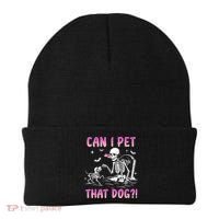 Can I Pet That Dog Funny Skeleton Dog Lover Halloween Beanie thumb 0
