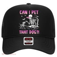 Can I Pet That Dog Funny Skeleton Dog Lover Halloween Hat thumb 0
