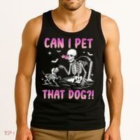 Can I Pet That Dog Funny Skeleton Dog Lover Halloween Tank Top thumb 3