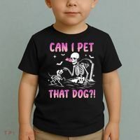 Can I Pet That Dog Funny Skeleton Dog Lover Halloween Toddler T-Shirt thumb 2