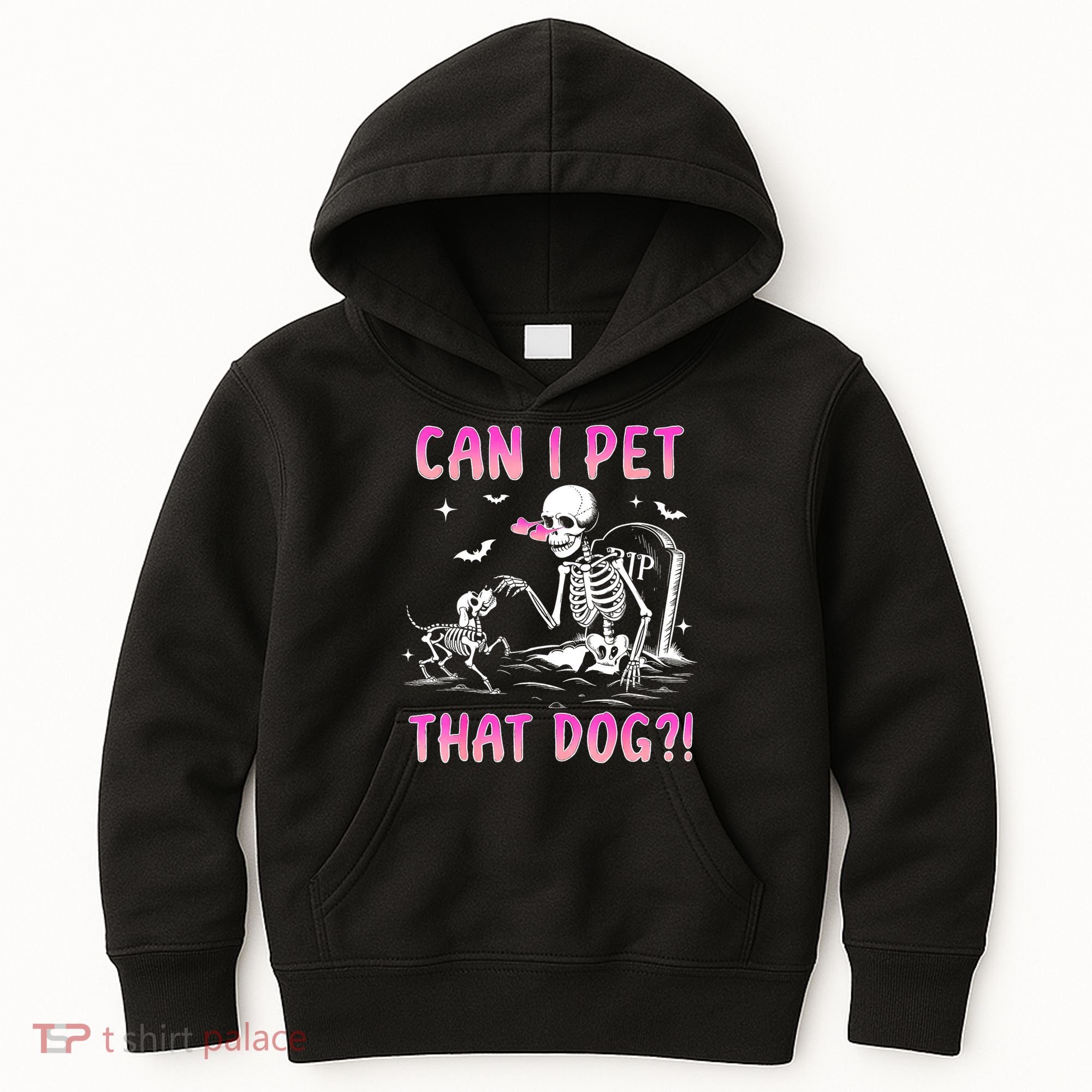 Can I Pet That Dog Funny Skeleton Dog Lover Halloween Kids Hoodie
