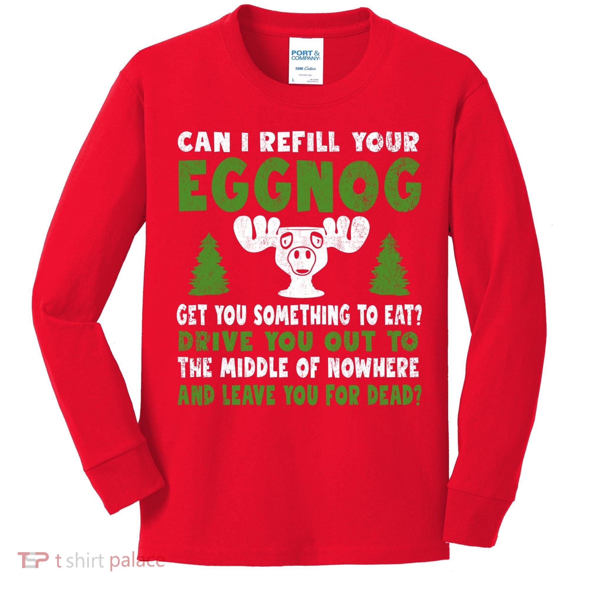 Can I Refill Your Eggnog Christmas Vacation Quote Kids Long Sleeve Shirt