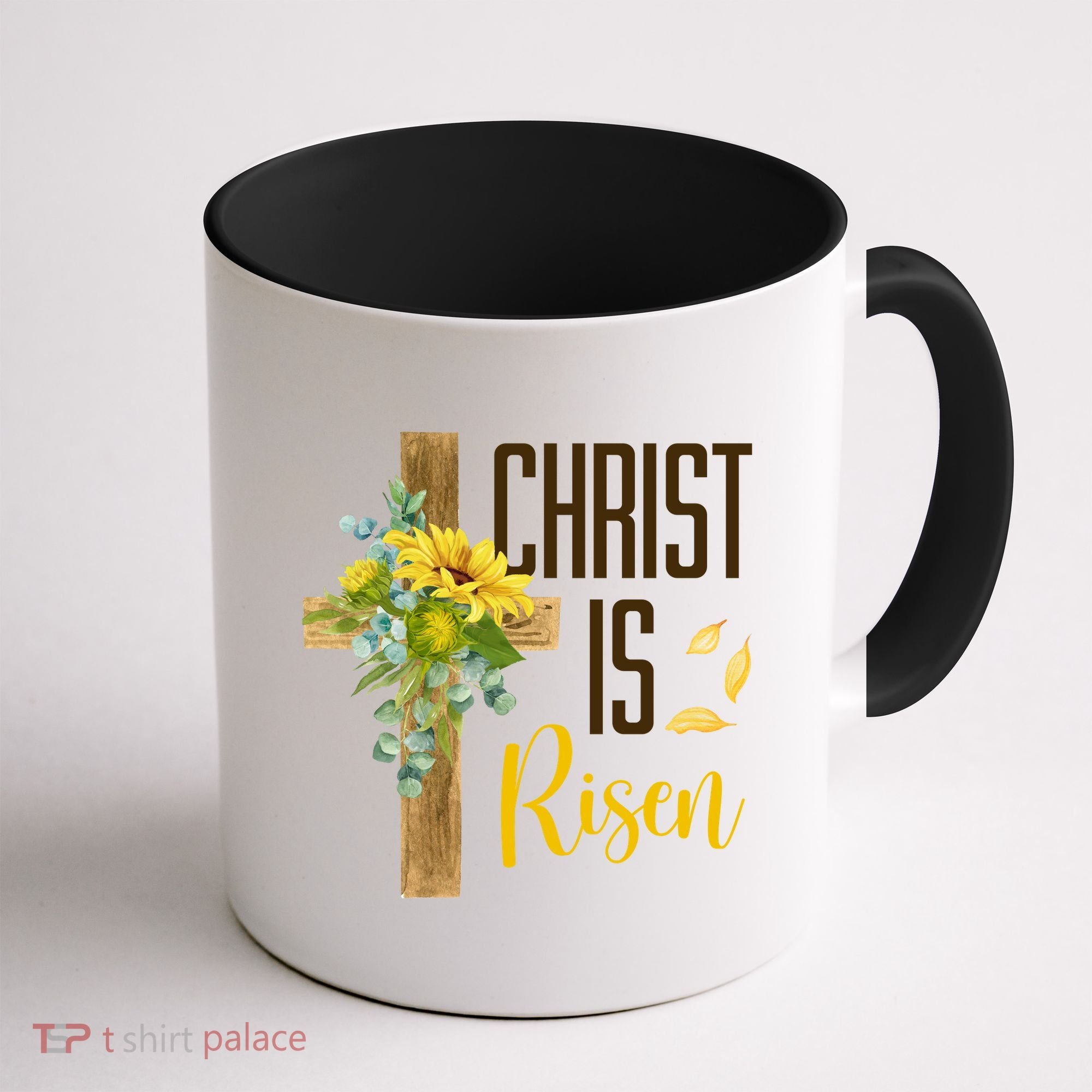 Christ Is Risen Sunflower Cross Easter Coffee Mug