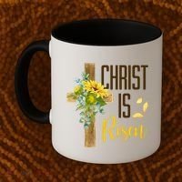 Christ Is Risen Sunflower Cross Easter Coffee Mug thumb 2