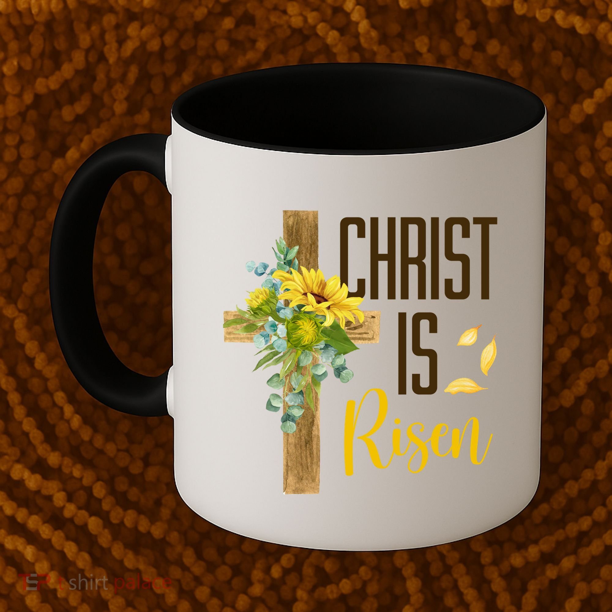 Christ Is Risen Sunflower Cross Easter Coffee Mug