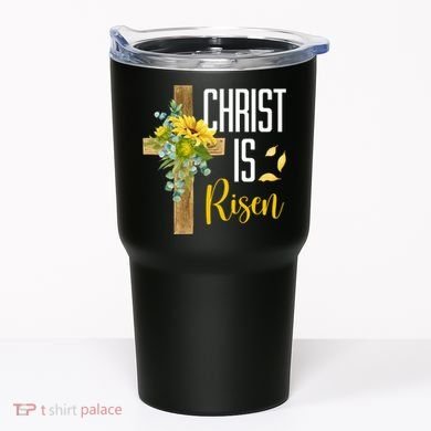 Christ Is Risen Sunflower Cross Easter Tumbler