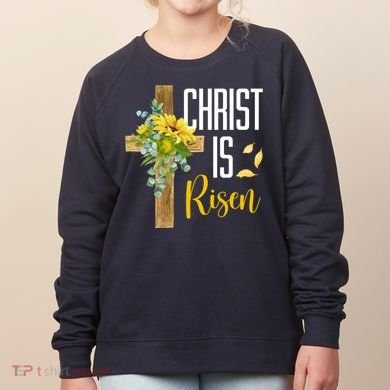 Christ Is Risen Sunflower Cross Easter Women's Sweatshirt