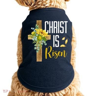 Christ Is Risen Sunflower Cross Easter Doggie Tank