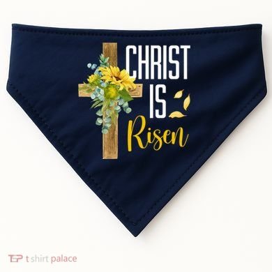 Christ Is Risen Sunflower Cross Easter USA-Made Doggie Bandana