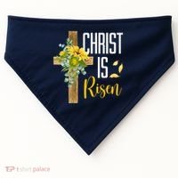 Christ Is Risen Sunflower Cross Easter USA-Made Doggie Bandana thumb 0