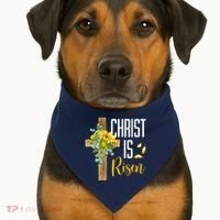 Christ Is Risen Sunflower Cross Easter USA-Made Doggie Bandana thumb 1
