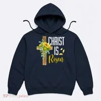 Christ Is Risen Sunflower Cross Easter Hoodie thumb 0