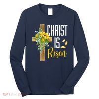 Christ Is Risen Sunflower Cross Easter Long Sleeve Shirt thumb 0