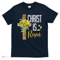 Christ Is Risen Sunflower Cross Easter T-Shirt thumb 0
