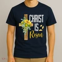 Christ Is Risen Sunflower Cross Easter T-Shirt thumb 3