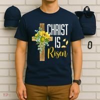 Christ Is Risen Sunflower Cross Easter T-Shirt thumb 6