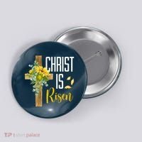 Christ Is Risen Sunflower Cross Easter Button thumb 0