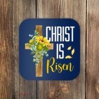 Christ Is Risen Sunflower Cross Easter Coaster thumb 0