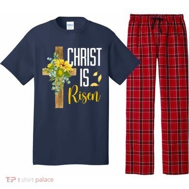 Christ Is Risen Sunflower Cross Easter Pajama Set
