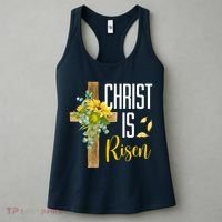 Christ Is Risen Sunflower Cross Easter Women's Tank Top thumb 3