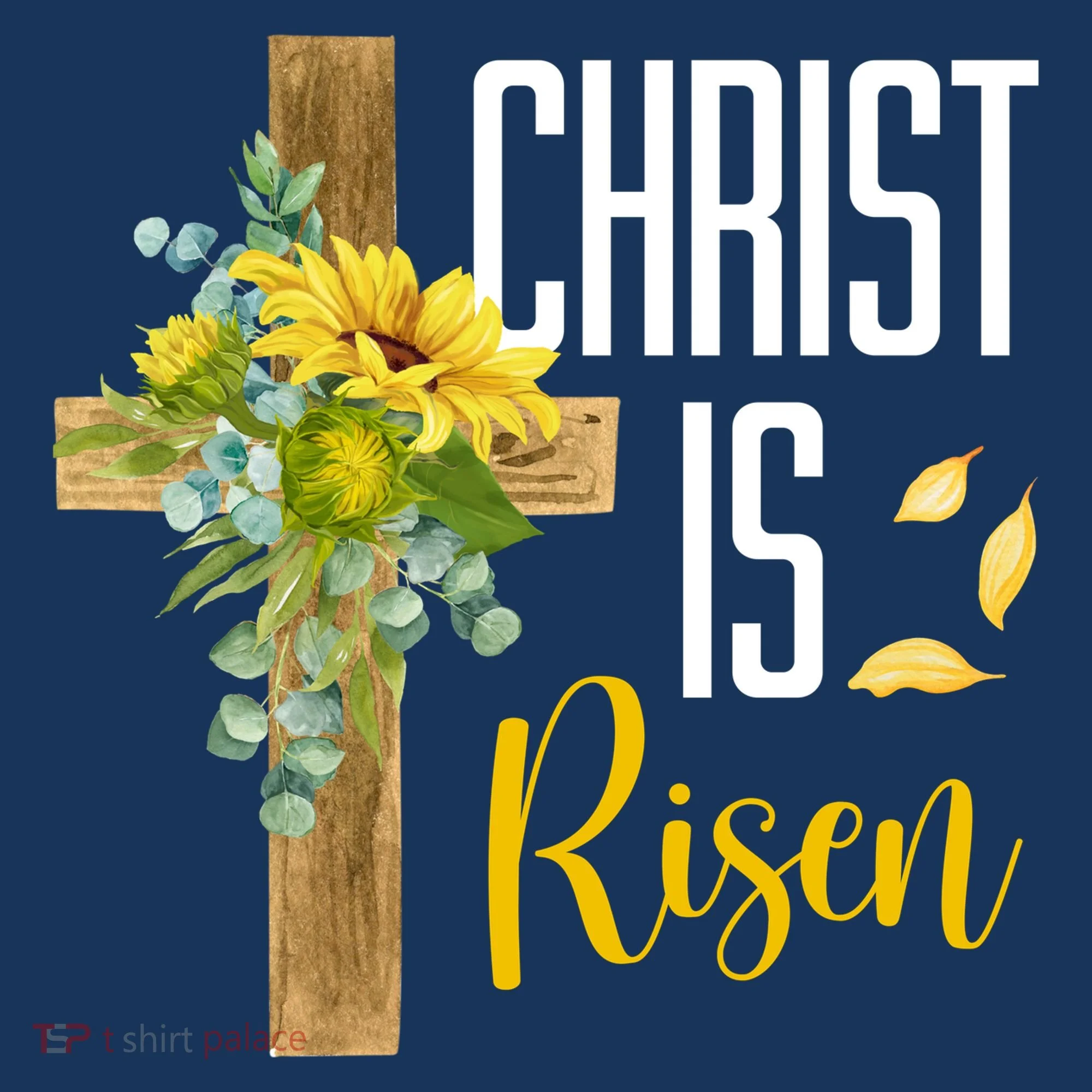 Christ Is Risen Sunflower Cross Easter Baby Bodysuit