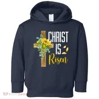 Christ Is Risen Sunflower Cross Easter Toddler Hoodie thumb 0