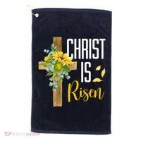 Christ Is Risen Sunflower Cross Easter Golf Towel thumb 0