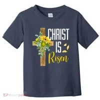 Christ Is Risen Sunflower Cross Easter Toddler T-Shirt thumb 0