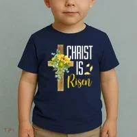Christ Is Risen Sunflower Cross Easter Toddler T-Shirt thumb 2