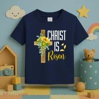 Christ Is Risen Sunflower Cross Easter Toddler T-Shirt thumb 3
