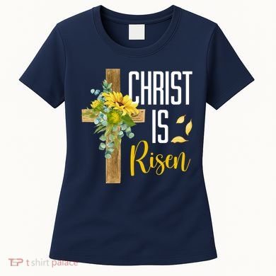 Christ Is Risen Sunflower Cross Easter Women's T-Shirt