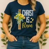 Christ Is Risen Sunflower Cross Easter Women's T-Shirt thumb 2
