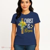 Christ Is Risen Sunflower Cross Easter Women's T-Shirt thumb 4