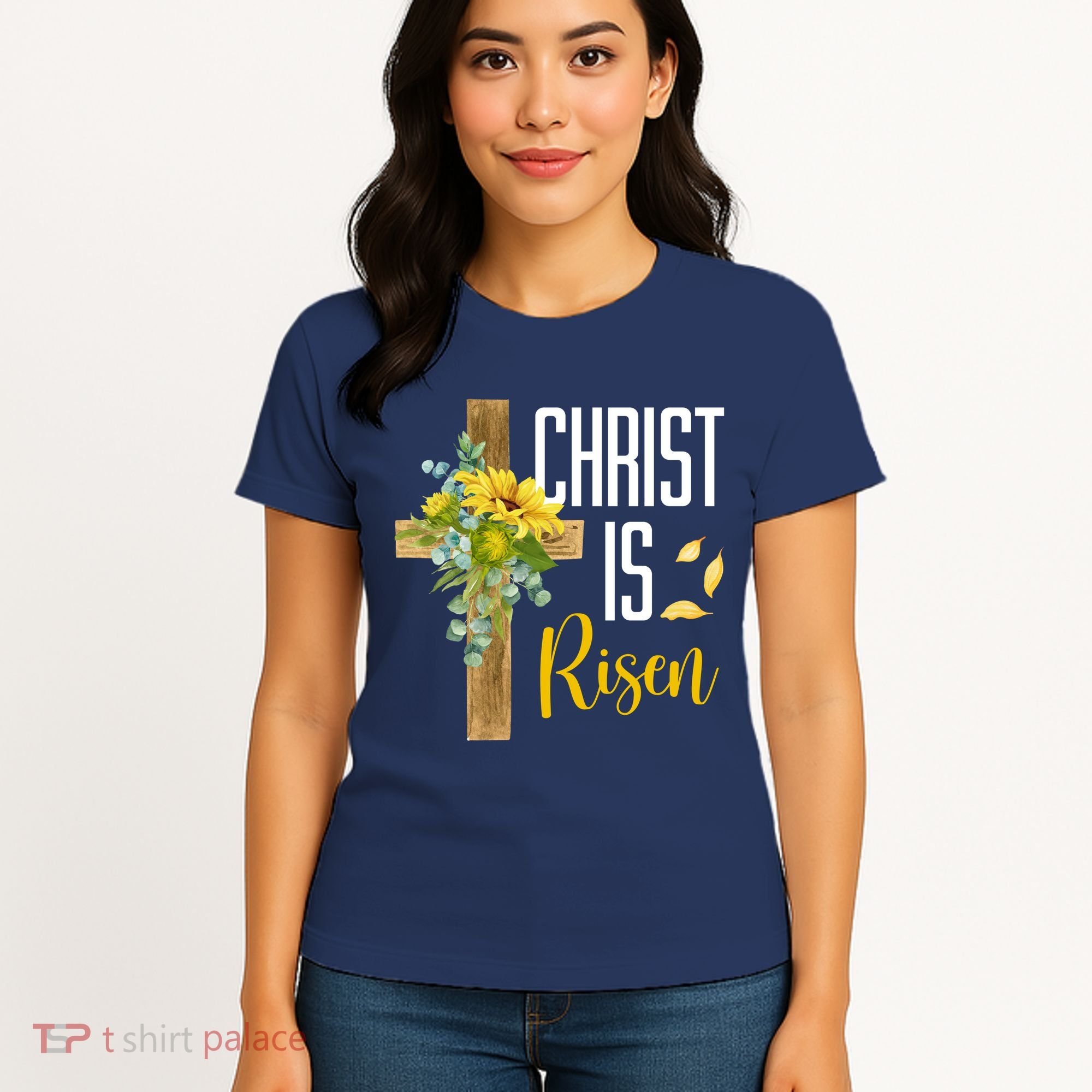 Christ Is Risen Sunflower Cross Easter Women's T-Shirt