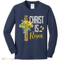 Christ Is Risen Sunflower Cross Easter Kids Long Sleeve Shirt thumb 0