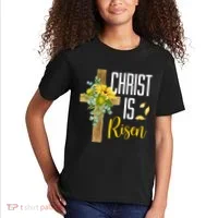 Christ Is Risen Sunflower Cross Easter Kids T-Shirt thumb 2