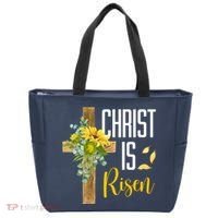 Christ Is Risen Sunflower Cross Easter Tote Bag thumb 0