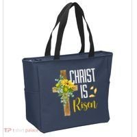 Christ Is Risen Sunflower Cross Easter Tote Bag thumb 2