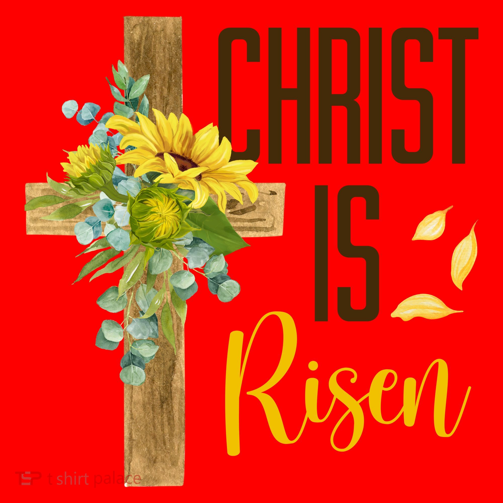 Christ Is Risen Sunflower Cross Easter Santa Hat