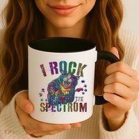 Cute I ROCK THE SPECTRUM Autism Awareness Mommy Respect Coffee Mug thumb 3