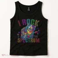 Cute I ROCK THE SPECTRUM Autism Awareness Mommy Respect Tank Top thumb 2
