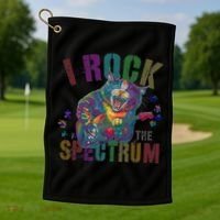 Cute I ROCK THE SPECTRUM Autism Awareness Mommy Respect Golf Towel thumb 1