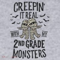 Creepin It Real With My 2nd Grade Monsters Halloween Teacher Women's Sweatshirt thumb 2